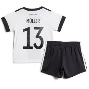 Německo Thomas Muller #13 Dětské Domácí dres komplet MS 2022 Krátký Rukáv (+ trenýrky)
